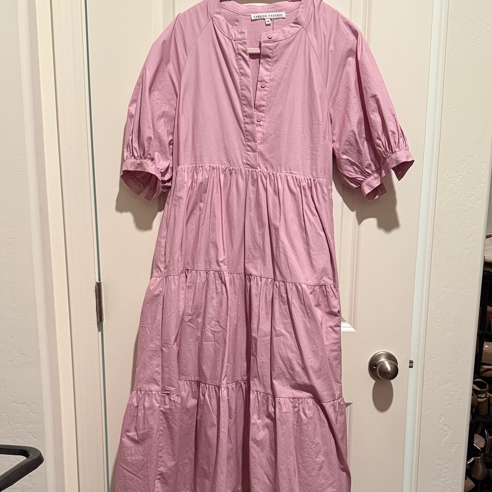 English Factory Pink Tiered Midi Dress